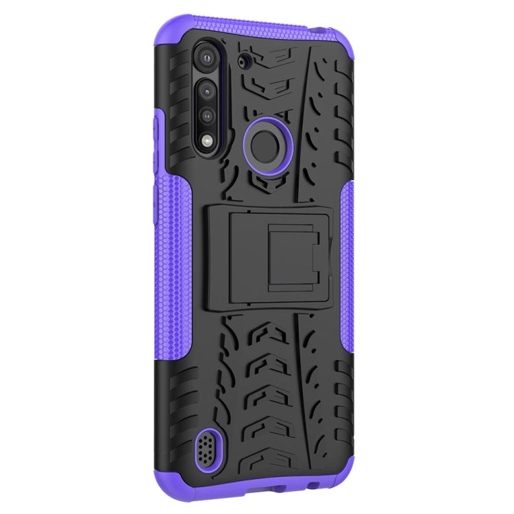 For Motorola Moto G8 Power Lite Tire Texture Shockproof TPU + PC Protective Case with Holder