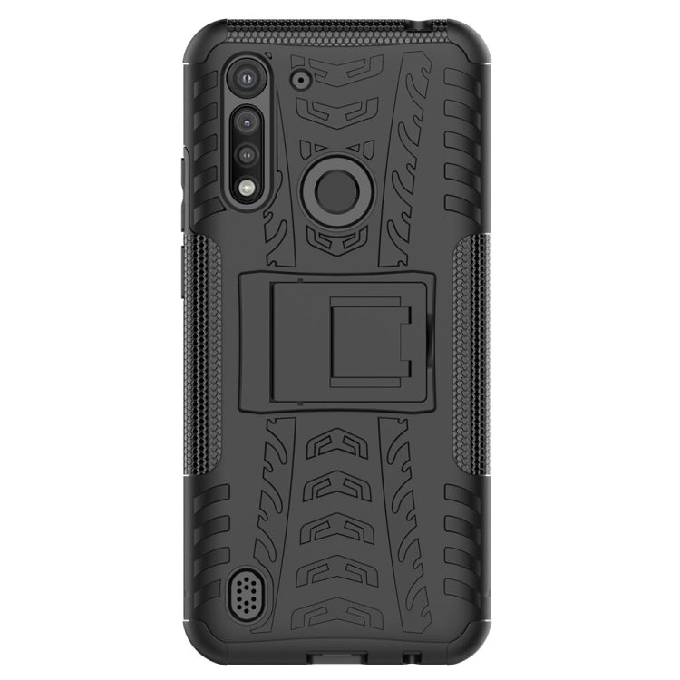 For Motorola Moto G8 Power Lite Tire Texture Shockproof TPU + PC Protective Case with Holder