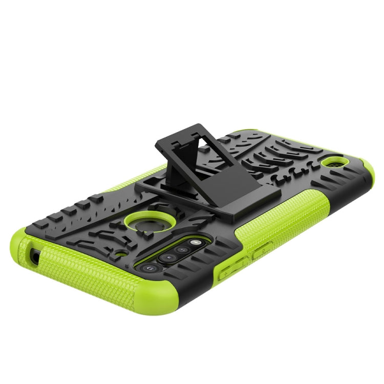 For Motorola Moto G8 Power Lite Tire Texture Shockproof TPU + PC Protective Case with Holder