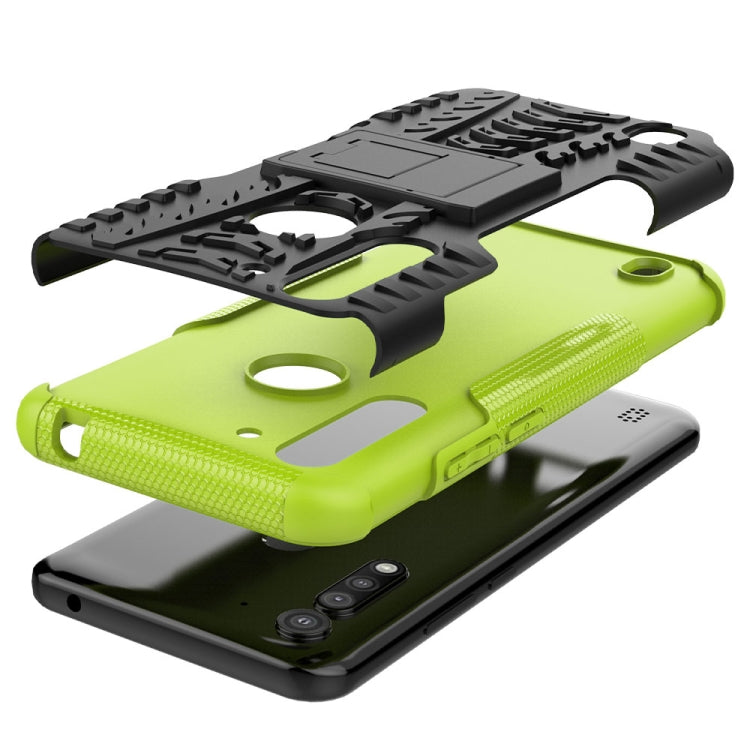 For Motorola Moto G8 Power Lite Tire Texture Shockproof TPU + PC Protective Case with Holder