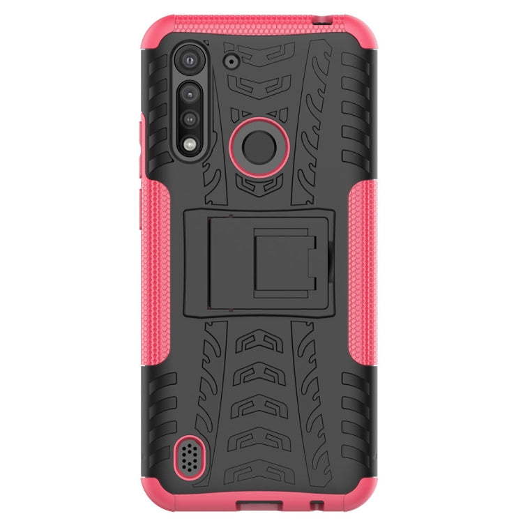 For Motorola Moto G8 Power Lite Tire Texture Shockproof TPU + PC Protective Case with Holder