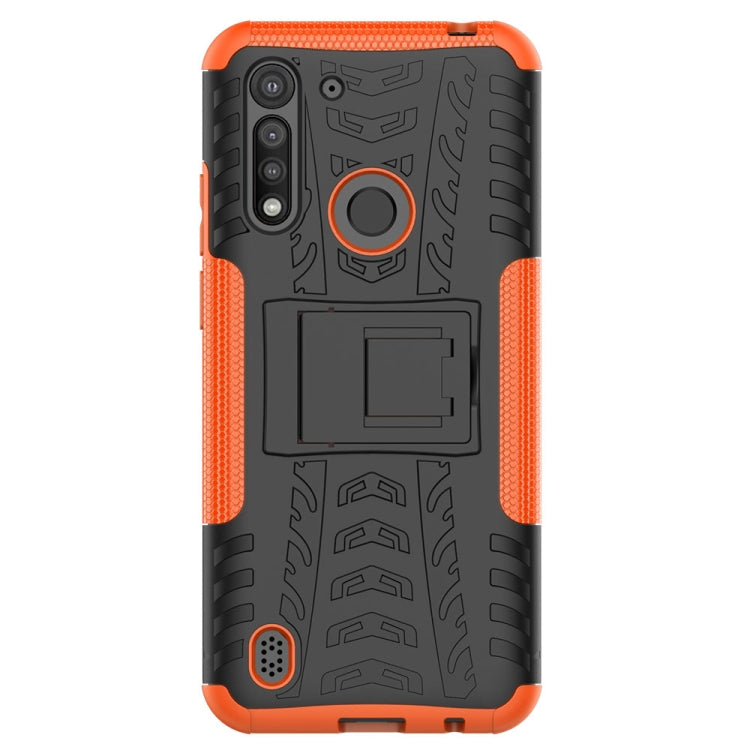 For Motorola Moto G8 Power Lite Tire Texture Shockproof TPU + PC Protective Case with Holder