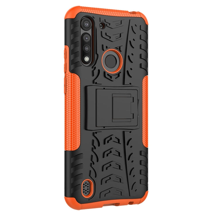 For Motorola Moto G8 Power Lite Tire Texture Shockproof TPU + PC Protective Case with Holder