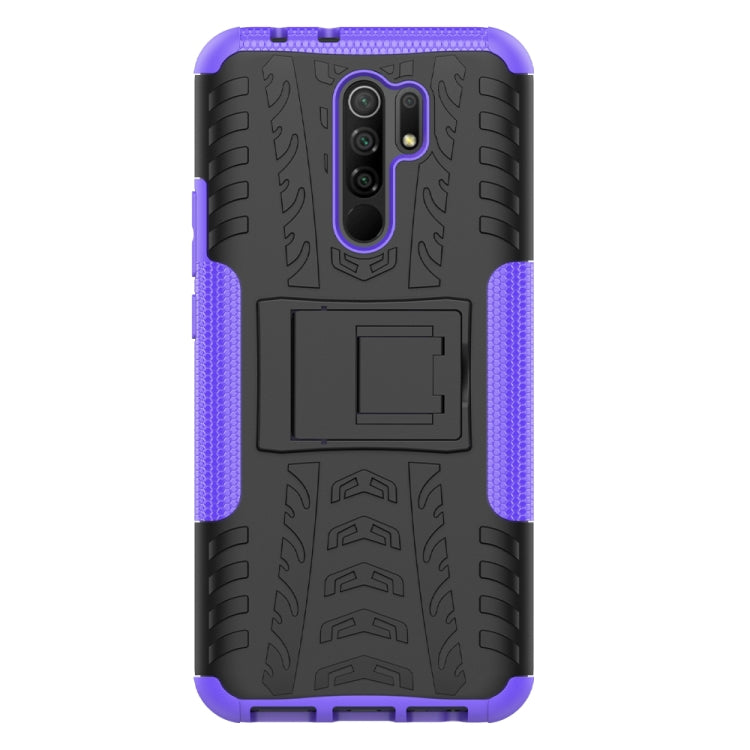 For Xiaomi Redmi 9 Tire Texture Shockproof TPU + PC Protective Case with Holder