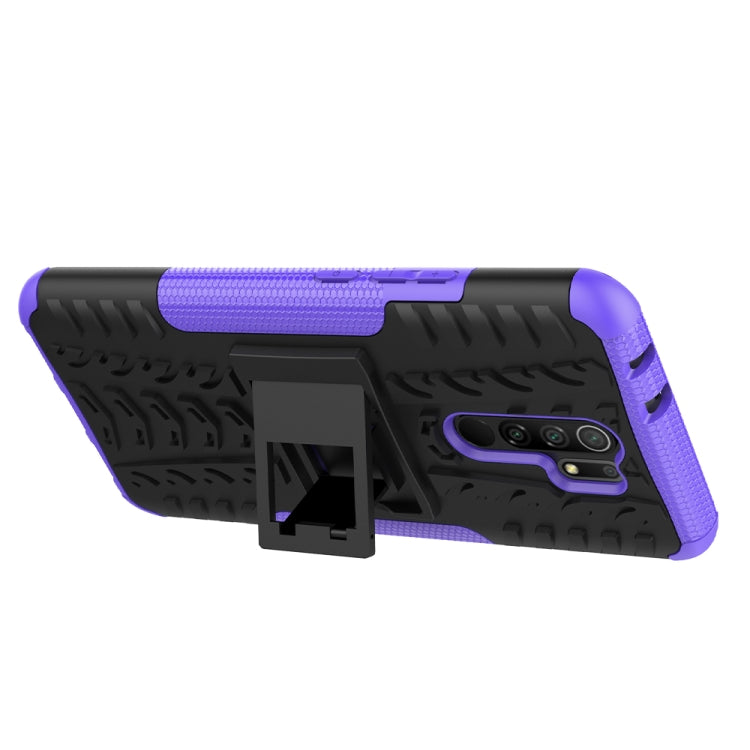 For Xiaomi Redmi 9 Tire Texture Shockproof TPU + PC Protective Case with Holder