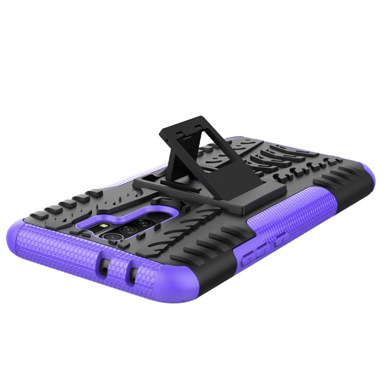 For Xiaomi Redmi 9 Tire Texture Shockproof TPU + PC Protective Case with Holder