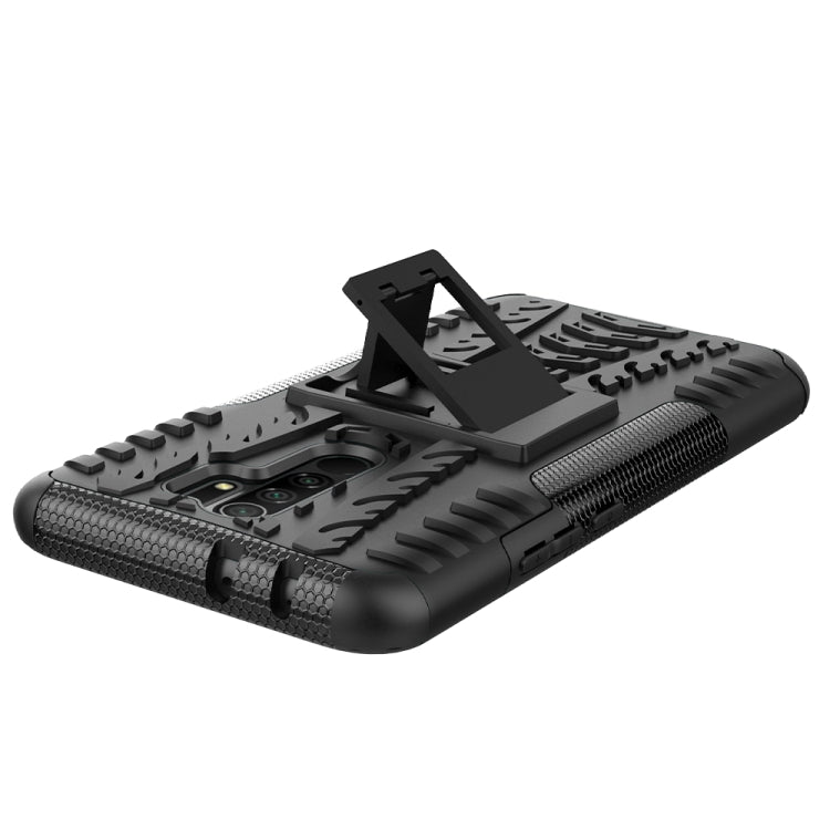 For Xiaomi Redmi 9 Tire Texture Shockproof TPU + PC Protective Case with Holder