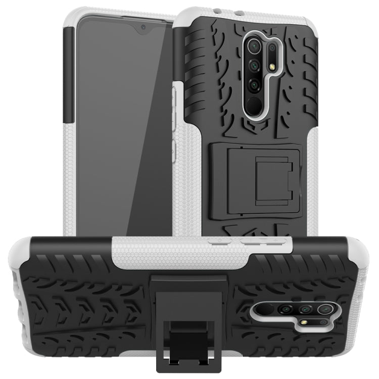 For Xiaomi Redmi 9 Tire Texture Shockproof TPU + PC Protective Case with Holder