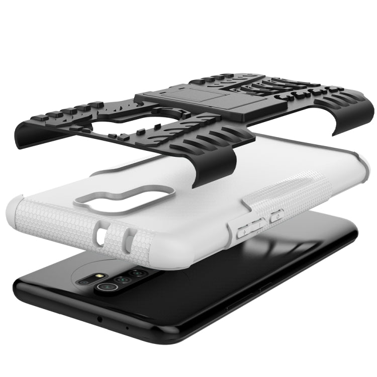 For Xiaomi Redmi 9 Tire Texture Shockproof TPU + PC Protective Case with Holder