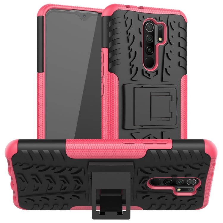 For Xiaomi Redmi 9 Tire Texture Shockproof TPU + PC Protective Case with Holder