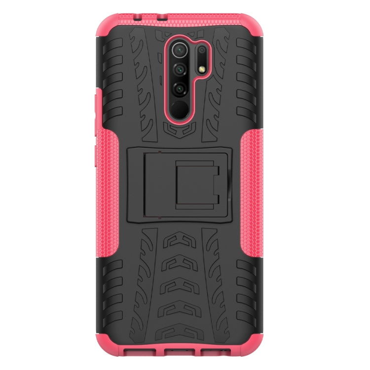 For Xiaomi Redmi 9 Tire Texture Shockproof TPU + PC Protective Case with Holder