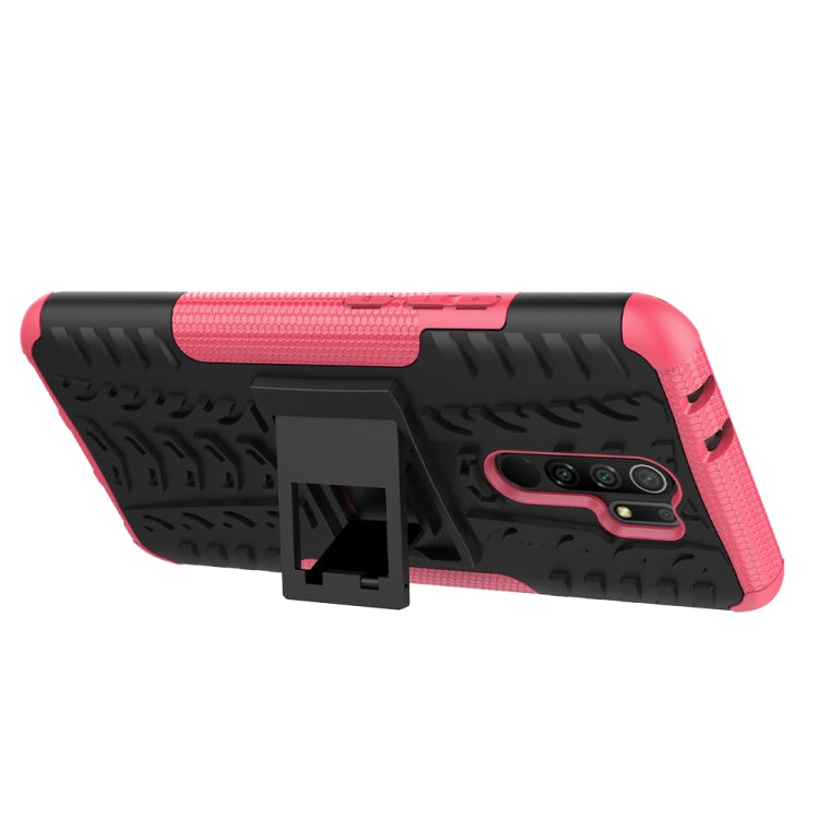 For Xiaomi Redmi 9 Tire Texture Shockproof TPU + PC Protective Case with Holder