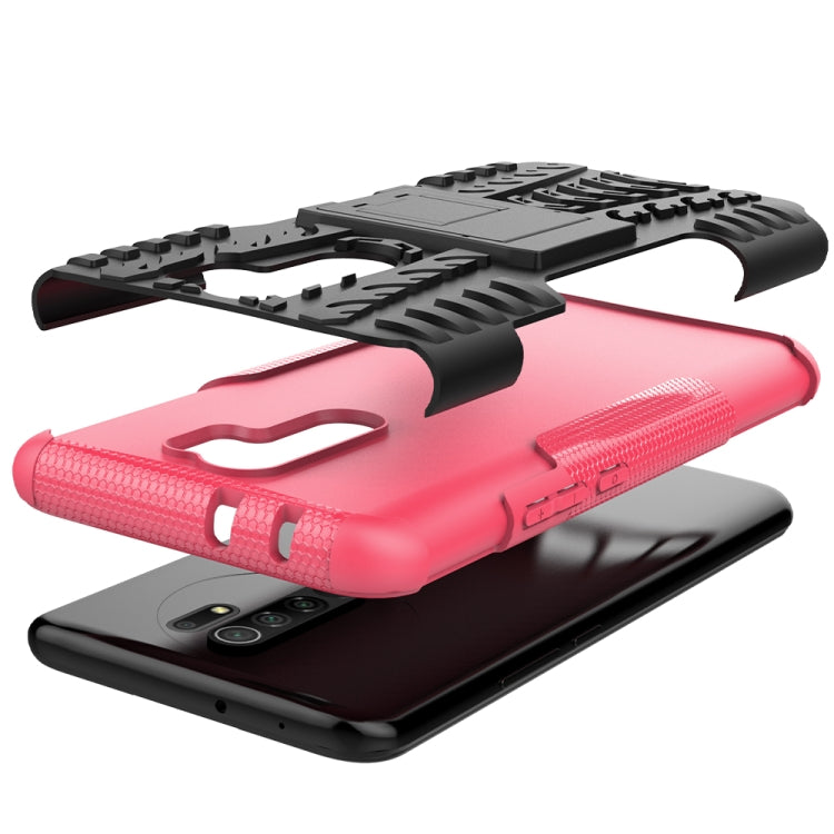 For Xiaomi Redmi 9 Tire Texture Shockproof TPU + PC Protective Case with Holder