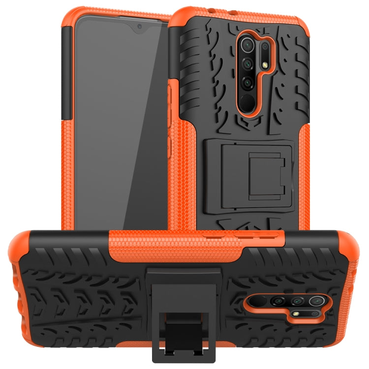 For Xiaomi Redmi 9 Tire Texture Shockproof TPU + PC Protective Case with Holder