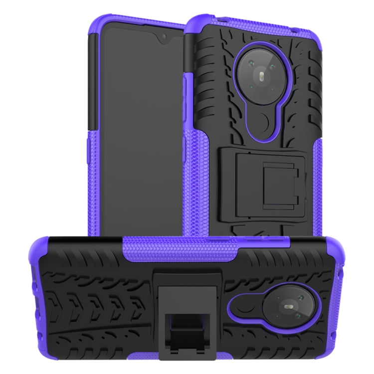 For Nokia 5.3 Tire Texture Shockproof TPU + PC Protective Case with Holder