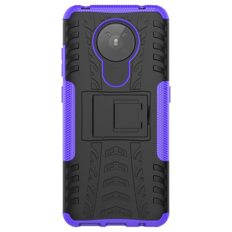 For Nokia 5.3 Tire Texture Shockproof TPU + PC Protective Case with Holder