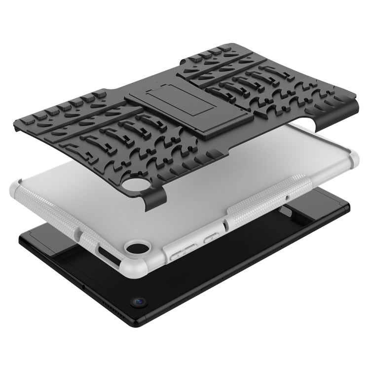 For Lenovo Tab M10 Plus TB-X606F Tire Texture Shockproof TPU+PC Protective Case with Holder