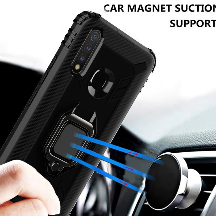 For OPPO A8 & A31 Carbon Fiber Protective Case with 360 Degree Rotating Ring Holder