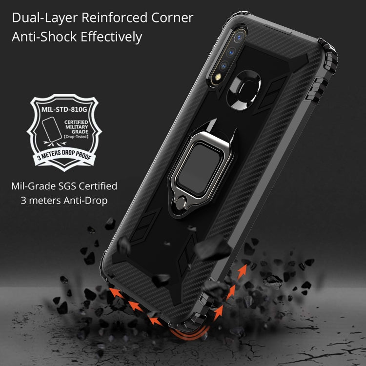 For OPPO A8 & A31 Carbon Fiber Protective Case with 360 Degree Rotating Ring Holder