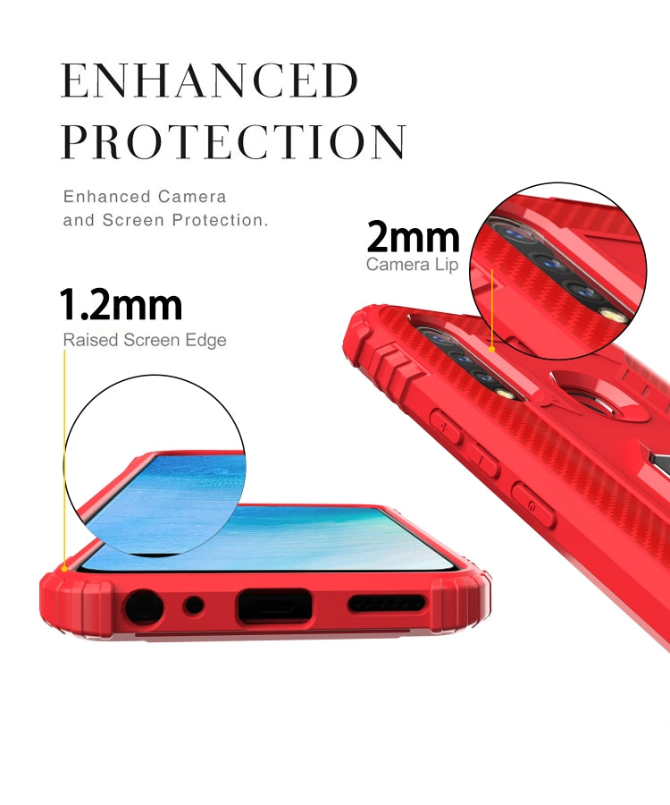 For OPPO A8 & A31 Carbon Fiber Protective Case with 360 Degree Rotating Ring Holder
