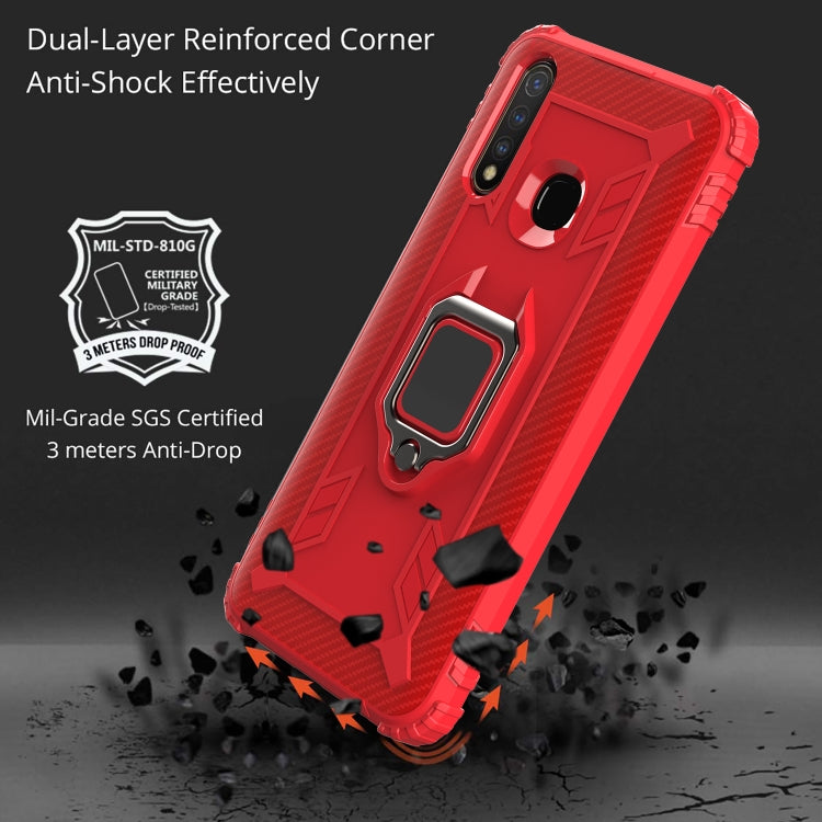 For OPPO A8 & A31 Carbon Fiber Protective Case with 360 Degree Rotating Ring Holder