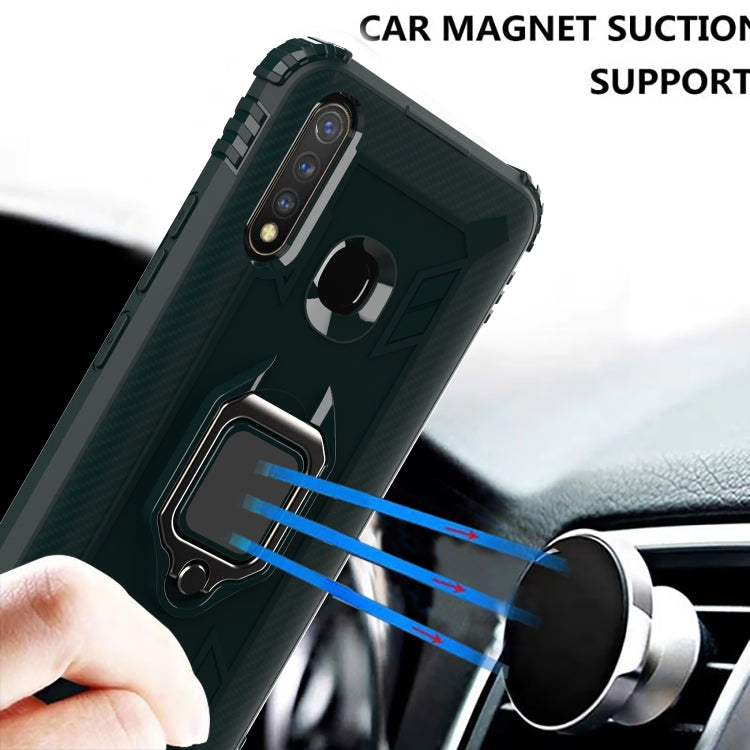 For OPPO A8 & A31 Carbon Fiber Protective Case with 360 Degree Rotating Ring Holder