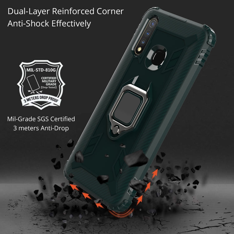 For OPPO A8 & A31 Carbon Fiber Protective Case with 360 Degree Rotating Ring Holder