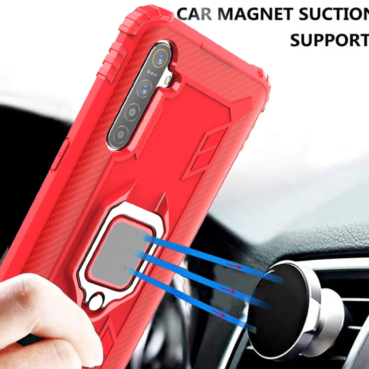 For OPPO Realme X50 Pro Carbon Fiber Protective Case with 360 Degree Rotating Ring Holder