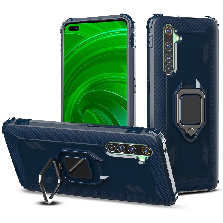 For OPPO Realme X50 Pro Carbon Fiber Protective Case with 360 Degree Rotating Ring Holder