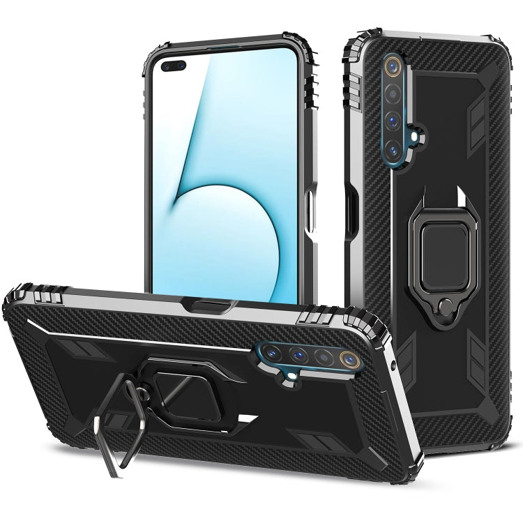 For OPPO Realme X50 & Realme X3 Carbon Fiber Protective Case with 360 Degree Rotating Ring Holder