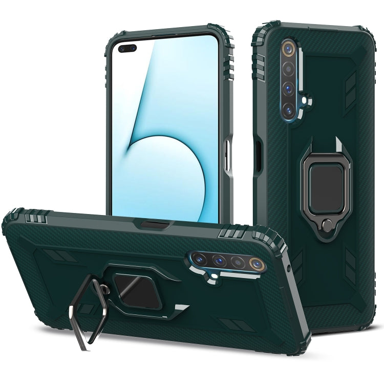 For OPPO Realme X50 & Realme X3 Carbon Fiber Protective Case with 360 Degree Rotating Ring Holder