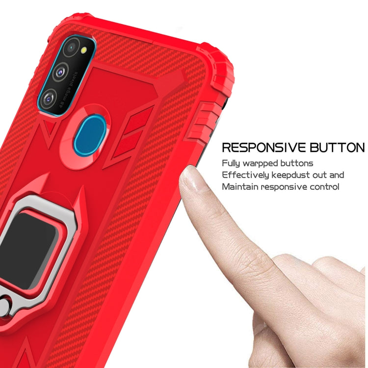 For Huawei P Smart 2020 Carbon Fiber Protective Case with 360 Degree Rotating Ring Holder