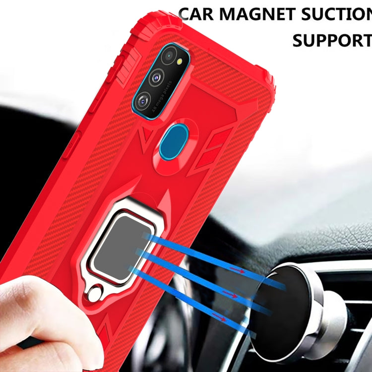 For Huawei P Smart 2020 Carbon Fiber Protective Case with 360 Degree Rotating Ring Holder