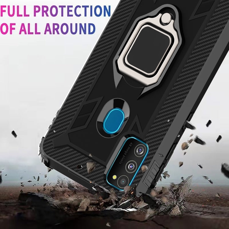 For Huawei P Smart 2020 Carbon Fiber Protective Case with 360 Degree Rotating Ring Holder