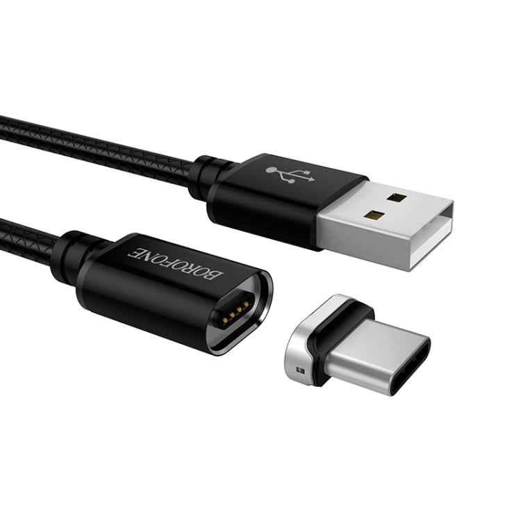Borofone BU1 1.2m 3A Max Output USB to USB-C / Type-C Magnetic Data Sync Charging Cable(Black)