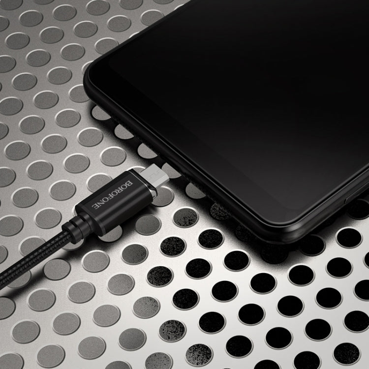 Borofone BU1 1.2m 3A Max Output USB to Micro USB Magnetic Data Sync Charging Cable(Black)