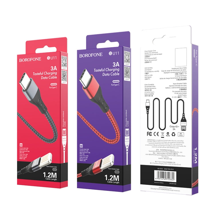 Borofone BU11 1.2m 3A Max Output USB to USB-C / Type-C Tasteful Nylon Data Sync Charging Cable