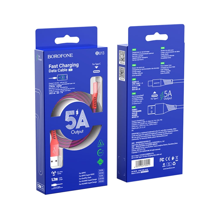 Borofone BU13 1.2m 5A Max Output USB to USB-C / Type-C Craft Fast Charging Data Cable