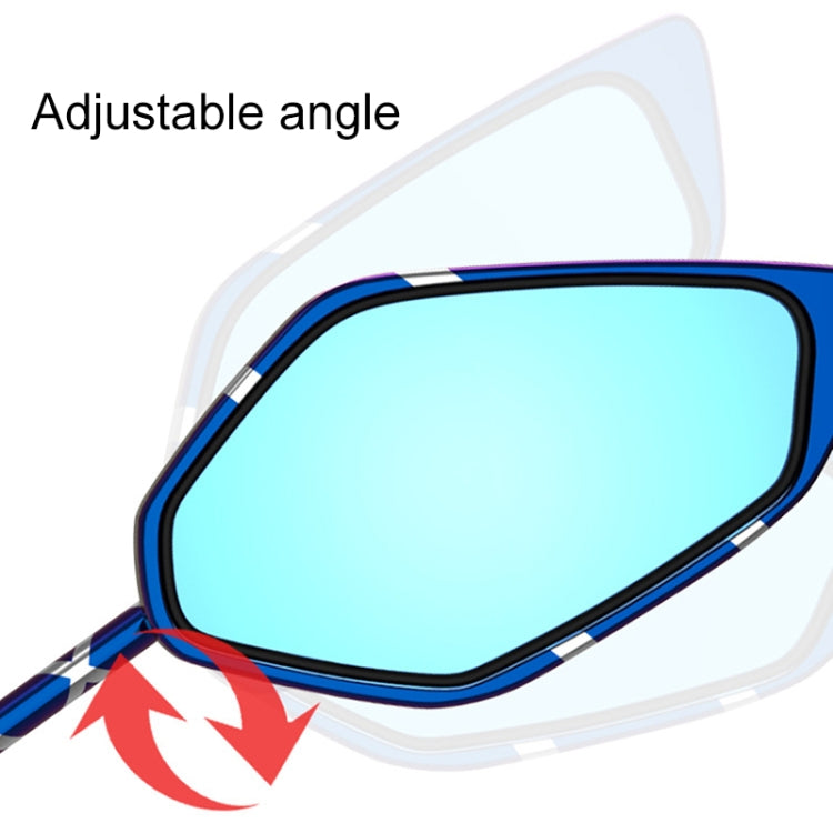 Motorcycle / Electromobile Modified Diamond-shaped Burnt Titanium Plating Rearview Mirror, Style:Fork Texture Silver Blue