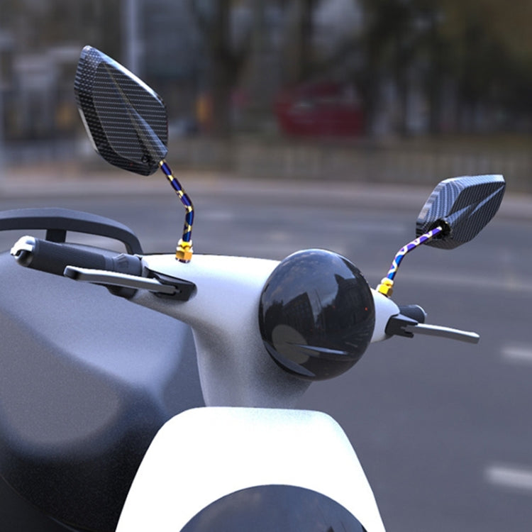 Motorcycle / Electromobile Modified Diamond-shaped Burnt Titanium Plating Rearview Mirror, Style:Carbon Fiber Type Burnt Titanium+Gold