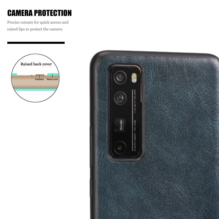 For Huawei Nova 7 Pro Crazy Horse Textured Calfskin PU+PC+TPU Case