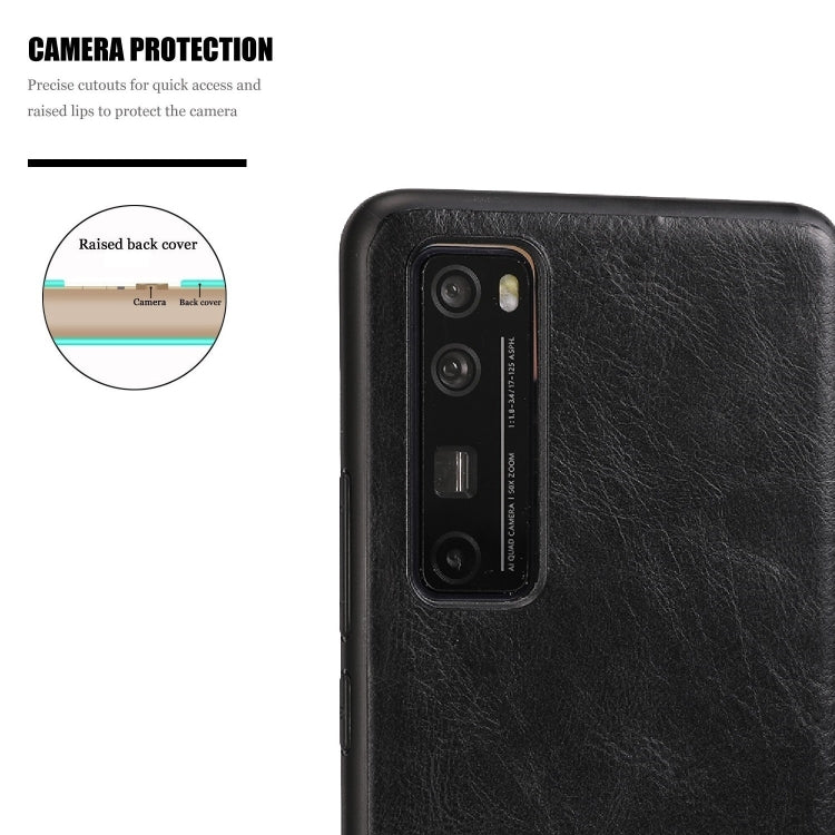 For Huawei Nova 7 SE Crazy Horse Textured Calfskin PU+PC+TPU Case