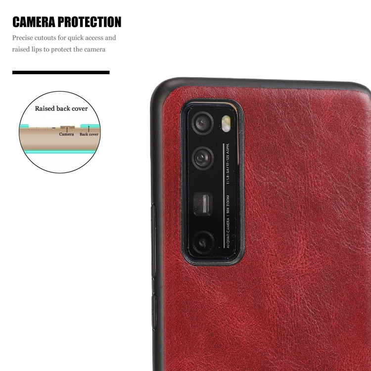 For Huawei Nova 7 SE Crazy Horse Textured Calfskin PU+PC+TPU Case