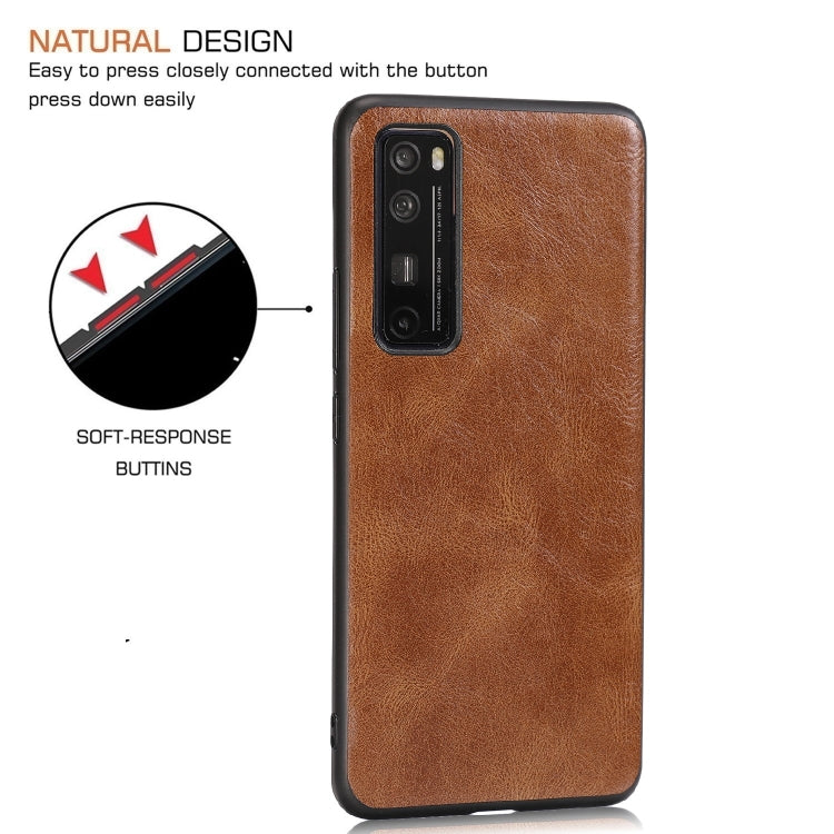For Huawei Nova 7 SE Crazy Horse Textured Calfskin PU+PC+TPU Case