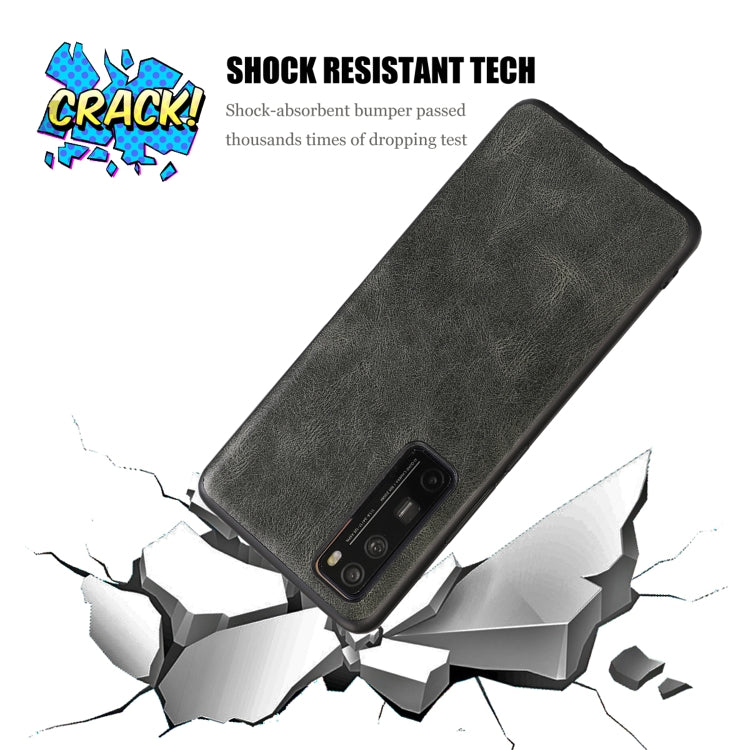 For Huawei Nova 7 SE Crazy Horse Textured Calfskin PU+PC+TPU Case