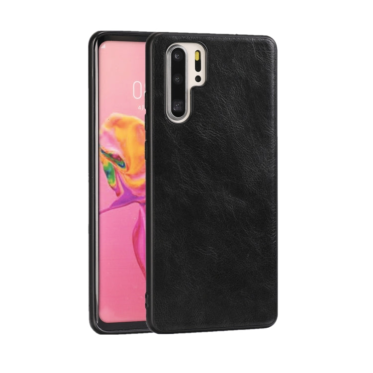 For Huawei P30 Crazy Horse Textured Calfskin PU+PC+TPU Case