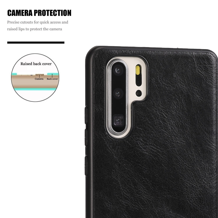 For Huawei P30 Crazy Horse Textured Calfskin PU+PC+TPU Case