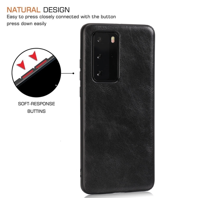 For Huawei P40 Crazy Horse Textured Calfskin PU+PC+TPU Case