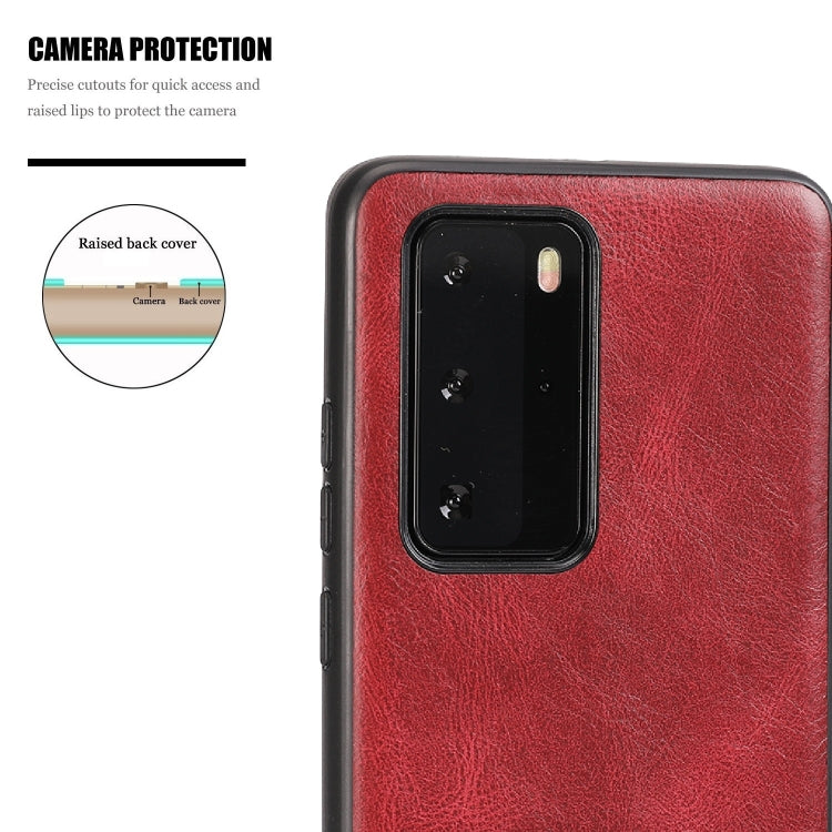 For Huawei P40 Pro Crazy Horse Textured Calfskin PU+PC+TPU Case