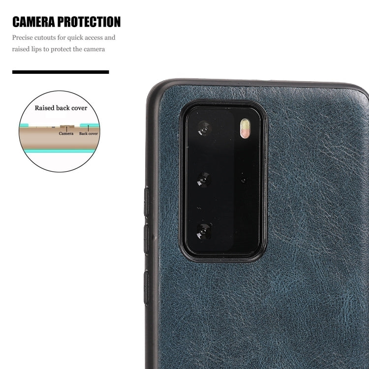 For Huawei P40 Pro Crazy Horse Textured Calfskin PU+PC+TPU Case